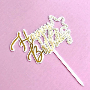 Décoration de gâteau en acrylique Joyeux Anniversaire, Décoration de gâteau en forme de cœur en acrylique, Fournisseurs de décorations de gâteaux - Product Image 5
