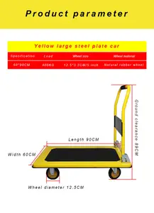 Baru 150kg kuning bergerak trolly Platform troli Dolly gudang lipat Dorong Tangan truk untuk garasi taman transportasi furnitur