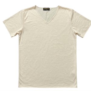 Camisa de manga corta con cuello en V, colores crema. fabricado con TC34 S/J de 150-160 gsm. para impresión por sublimación (38) - Product Image 6