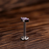 Piercing de Nez Tendance ASTM F136 en Titane avec Zircons 5A, Clou Labret à Filetage Interne pour Lèvres, Cartilage d'Oreille et Tragus, Forme Cœur