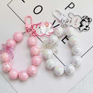 New Arrival Cute Rabbit Cartoon Keychain DIY Colorful Crystal <b>Beaded</b> Acrylic Keychain Accessories for Girl Bag Phone Lanyard - Product Image 4