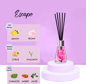 Xcleen Confezione da 3 Diffusori a <span class=keywords><strong>Bastoncini</strong></span> 15 Pezzi Fragranza Escape/<span class=keywords><strong>Vaniglia</strong></span>/Ambra Marocchina Senza Piombo Nebbia Calda Vetro e Rattan 50 ml Ciascuno - Product Image 4