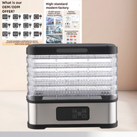 Pengering Makanan Elektrik 5 Baki Stainless Steel Kontrol Digital Timer dan Suhu yang Dapat Disesuaikan Aliran Udara 360° Rendah Kebisingan