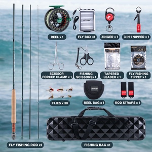 GOTURE-<span class=keywords><strong>Canne</strong></span> à <span class=keywords><strong>mouche</strong></span> 2.7m avec système d'enroulement à disque pré bobiné Kit complet de pêche à la <span class=keywords><strong>mouche</strong></span> <span class=keywords><strong>pour</strong></span> débutants - Product Image 2