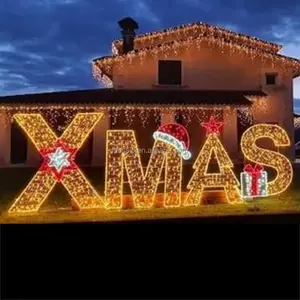 商业节日动物园展示的户外大型照明圣诞快乐发光二极管标志