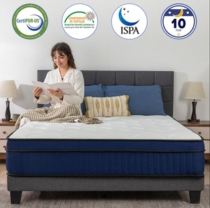 Colchón enrollado de muelles de alta calidad, superventas, colchón de muelles de bolsillo de espuma viscoelástica de tamaño personalizado de 11 pulgadas Euro Top - Product Image 4