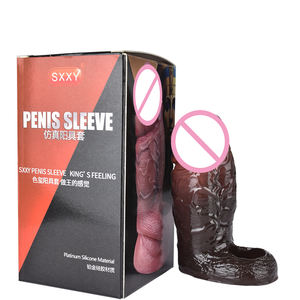 SXXY realistische Ärmel mit Hodenring Silikonärmel für Erweiterung und Zeiterweiterung <span class=keywords><strong>Extreme</strong></span> Ärmel verbessern Ausdauer - Product Image 1