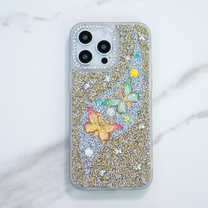 New Dễ Thương 3D long lanh bướm Bling sang trọng Rhinestone nạm trường hợp đối với TECNO Spark 40 Pro + Điện thoại Cover quay lại cho cô gái - Product Image 1