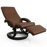 Fauteuil inclinable Euro RV super élégant avec cadre métallique moderne, repose-pieds relevable extensible et revêtement en cuir PU, dossier ailé - Vente en gros