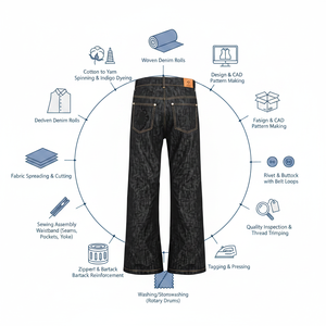 Pantalon de ville R-ONE <span class=keywords><strong>Original</strong></span> Cow 13 oz Machete Micro-Jean Flare brodé taille mi-haute délavé moyen 100% coton - Product Image 2