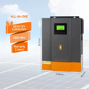 PowMr Einphasiger Solarwechselrichter 2000 W 12 V MAX PV-Spannung 400 V Reine sinuswelle MPPT Hybrid-Solarwechselrichter