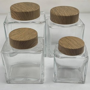 Wholesale <strong>Empty</strong> <strong>Square</strong> Clear Glass Food Container Sauce Honey Jam <strong>Jar</strong> 100ml 280ml 360ml 750ml with Glass Lid - Product Image 4