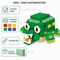Ensemble de blocs de construction interactifs Crocodile personnalisé de 151 pièces avec bouton poussoir et bouche mobile, jouet de construction animale STEM, marque privée OEM