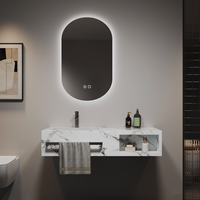 Vente en gros pour projets hôteliers : Ensemble de meubles de salle de bain en pierre naturelle avec miroir LED