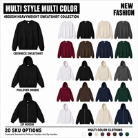 Sweat-shirt à capuche zippé pour homme 480 g/m² ultra lourd, coupe ample, style rétro streetwear, avec logo personnalisé