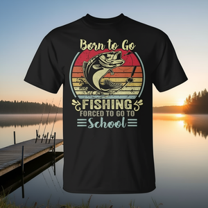 T-shirt « Born to Go Fishing Bass Fish » pour garçons et enfants, vêtements promotionnels pour les amateurs de pêche - Product Image 3