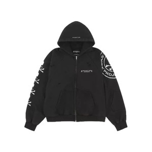 Sudadera con Capucha de Algodón Puro con Cremallera, Diseño de Calavera GR, Bordado y Estampado, Estilo Desgastado, de Marca Coreana de Moda - Product Image 3