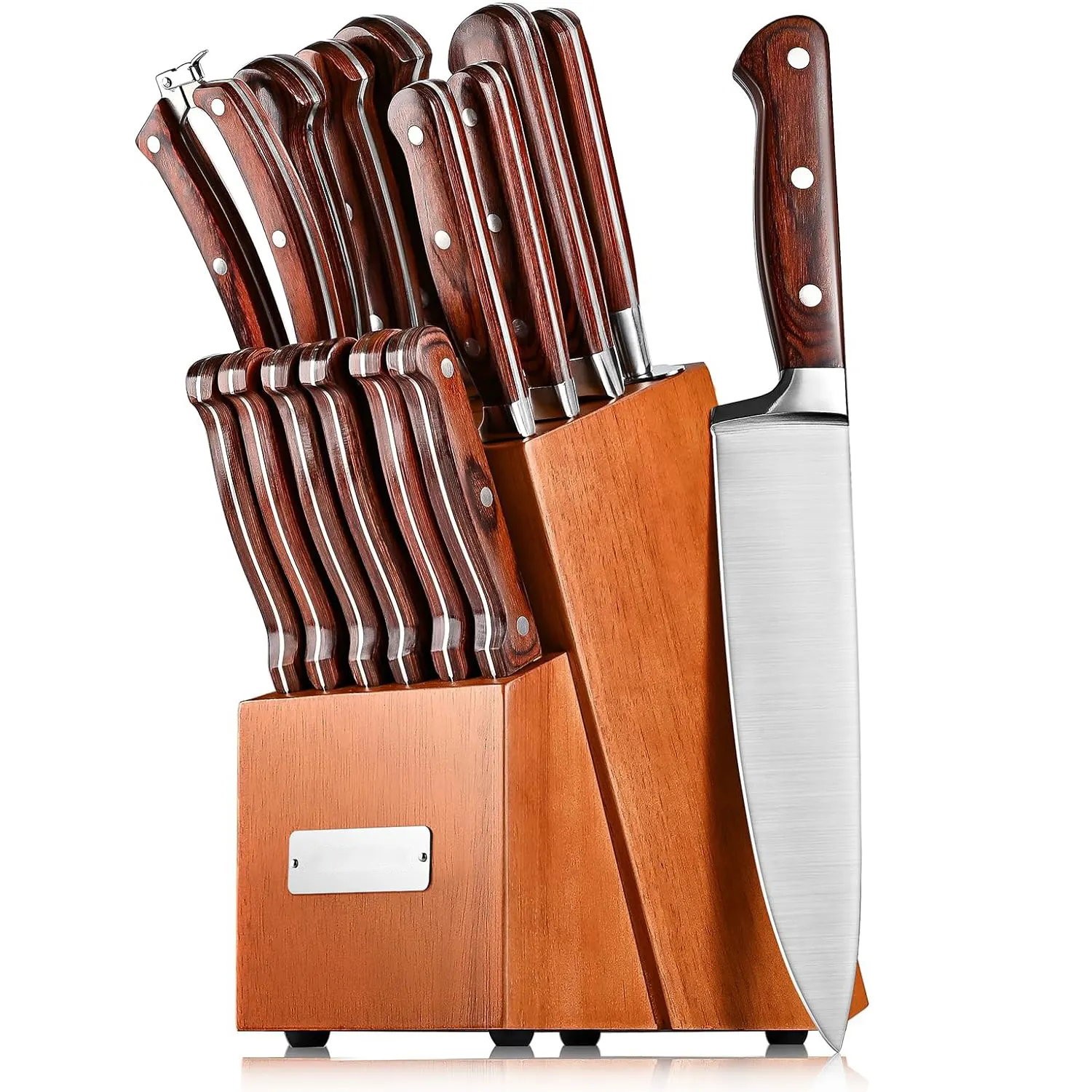 2024 Artículo de regalo Juego de cuchillos de cocina de 15 piezas con bloque Juego de bloques de cuchillos de chef de acero inoxidable para cocina casera