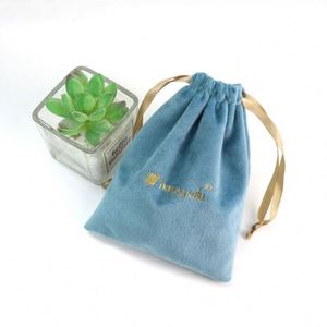 Custom Logo Hot Stamping Recyclable Silk Velvet Jewelry Gift Bag for Watch and Necklaces with <b>Drawstring</b> Dust Bag - Product Image 2