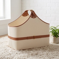 Panier de rangement élégant en tissu et cuir pour magazines, foulards, cadeaux, panier multifonctionnel avec poignée