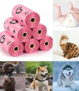 Rouleaux de sacs à déjections canines Huamaohengchun roses, 540 unités, extra épais, résistants aux fuites, écologiques, biodégradables, en nylon - Product Image 1