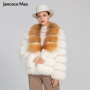 Luxury Classic Fur Overcoat Women Thick Real Fox Fur Coat with Red Fox Fur Collar