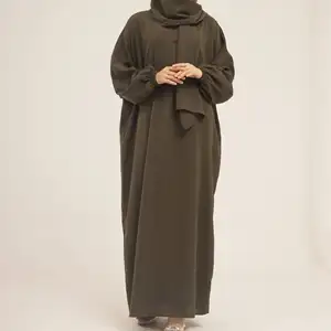 2024 Hot Sell Fashion Hot Sale Ethnic Clothing Women Nida Fabric Jilbab One Piece Dress With Hijab Abayas for Women Muslim