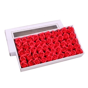 Rosso singolo fiore del sapone testa 50pcs fatto a mano artificiale della rosa a buon mercato scatole di regalo per san valentino - Product Image 2