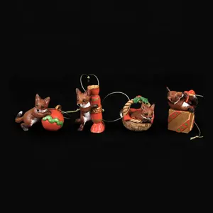 Neue ankunft weihnachten dekoration handwerk harz tier weihnachten baum hängen von Weihnachten Dekorationen Junge Füchse