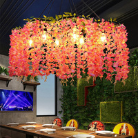 Lampu Gantung Bunga Wisteria Desain Biophilic Grosir, Lampu Hias Gantung Bunga Artificial untuk Dekorasi Restoran, Kafe, Hotel