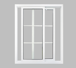Fenêtre coulissante en PVC de style grille française, fenêtre en plastique vinyle, fenêtre résidentielle à double vitrage - Product Image 1