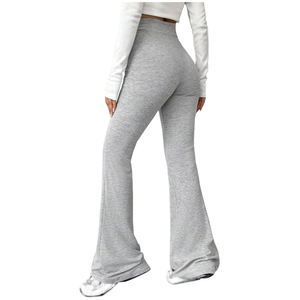 Pantalon de survêtement Empilé Bas Double Taille Coton Gaufré Surdimensionné Baggy Jogger Streetwear Pantalon Évasé Hommes - Product Image 2