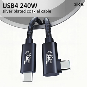 Câble USB4 Type C 240W 40 Gbps à angle droit, tressé en nylon, charge rapide 5A pour ordinateur portable <span class=keywords><strong>Mac</strong></span> - Product Image 2