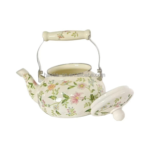 Ensemble de <span class=keywords><strong>théière</strong></span> en émail floral de haute qualité 1.5/2/2.5L bouilloire en fer de Style marocain avec fonction de sifflement pour le camping de voyage à l'eau de thé - Product Image 3