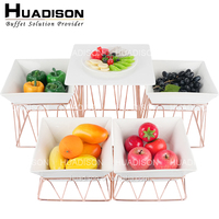 Huadison Hôtel Équipement En Acier Inoxydable Buffet Risers Or Rose Banquet De Mariage Buffet Présentoir De Nourriture