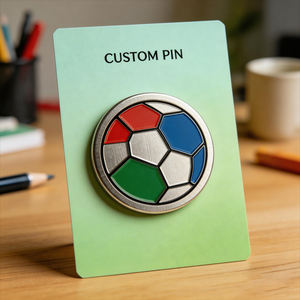 Pin de solapa de esmalte duro de metal personalizado con diseño a medida, logotipo personalizado, para eventos deportivos de fútbol, insignia de recuerdo - Product Image 1