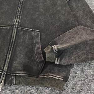 <span class=keywords><strong>Felpa</strong></span> con Cappuccio <span class=keywords><strong>Vintage</strong></span> <span class=keywords><strong>Nera</strong></span> Effetto Acid Wash per Uomo, 100% Cotone, con Zip, Giacche in Denim con Cappuccio all'Ingrosso - Product Image 3