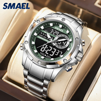 Montre Homme SMAEL 6050 Tendance, Bracelet Acier Inoxydable, Quartz Chronographe, Style Affaires, Étanche 50 ATM, Aiguilles Lumineuses