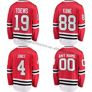Giá rẻ Ice Hockey Jersey Chicago thành phố khâu người đàn ông của màu Đỏ Blackhawk đội đồng phục 88 Patrick Kane 19 toews 12 debrincat bán buôn
