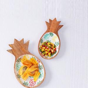 OEM/ODM autocollant de grain de bois massif émaillé imprimé bols à salade ronds pièce entière bols à fruits en bois d'acacia - Product Image 2