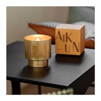 Bougie parfumée AIKUN avec logo personnalisé, pot de luxe, mèches en bois, cire de soja, huile parfumée, bougie décorative pour la maison, cadeau d'anniversaire, bougie aromatique