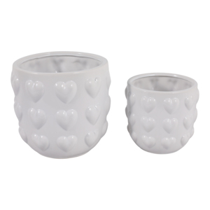 Set di 2 vasi in ceramica con cuori in rilievo per uso interno ed esterno - Product Image 3