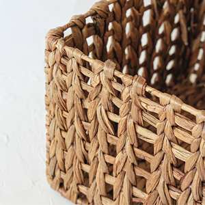 Handwoven <b>Rectangular</b> Water Hyacinth <b>Storage</b> Box Natural Straw Organizer Bin for Boho Home Decor and Shelf Organization - Product Image 1