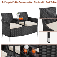 Ensemble de meubles de patio en rotin PE, canapé deux places et table d'appoint, chaise double en osier pour jardin et balcon, vente en gros