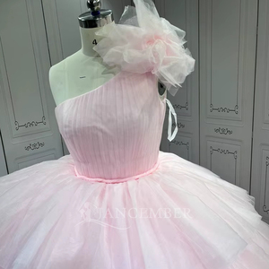 Robe De Quinceanera asymétrique à couches Vestidos De Xv Anos Rosa Rose Robe De Quince Anos Lsmu139 - Product Image 3
