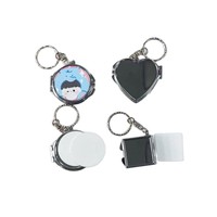 Porte-clés Cœur en Acier Inoxydable pour Sublimation DIY, Accessoire Pendentif, Mini Miroir de Maquillage Portable