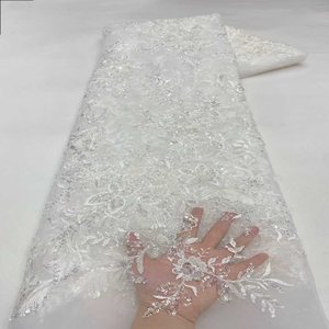 Tela de Malla <span class=keywords><strong>Negra</strong></span> con <span class=keywords><strong>Lentejuelas</strong></span> y Bordado Estilo Europeo y Americano, Tejido Liso para Vestido de Novia, Encaje Hecho a Mano para Manualidades DIY para Niñas y Niños - Product Image 3