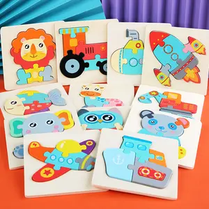 Mattoncini puzzle di animali da cartone animato forniture di crescita per bambini giocattoli Montessori per bambini che imparano giocattoli educativi