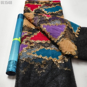 Nuevo Encaje de Terciopelo con Lentejuelas Bordadas, <span class=keywords><strong>Tela</strong></span> de Encaje de Malla para Bodas y Fiestas - Product Image 4