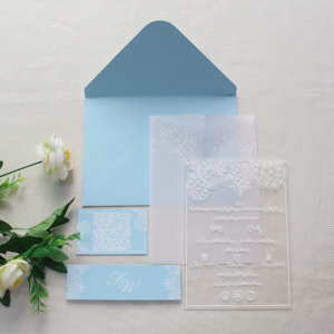 Invitation de <span class=keywords><strong>mariage</strong></span> <span class=keywords><strong>arabe</strong></span> acrylique bleu blanc sérigraphie carte de <span class=keywords><strong>mariage</strong></span> de <span class=keywords><strong>mariage</strong></span> musulman avec bande - Product Image 3